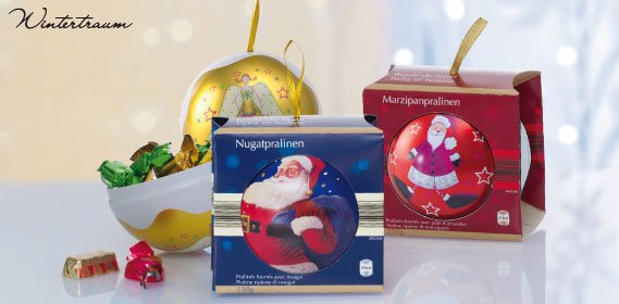 Karácsonyfagömb pralinéval
